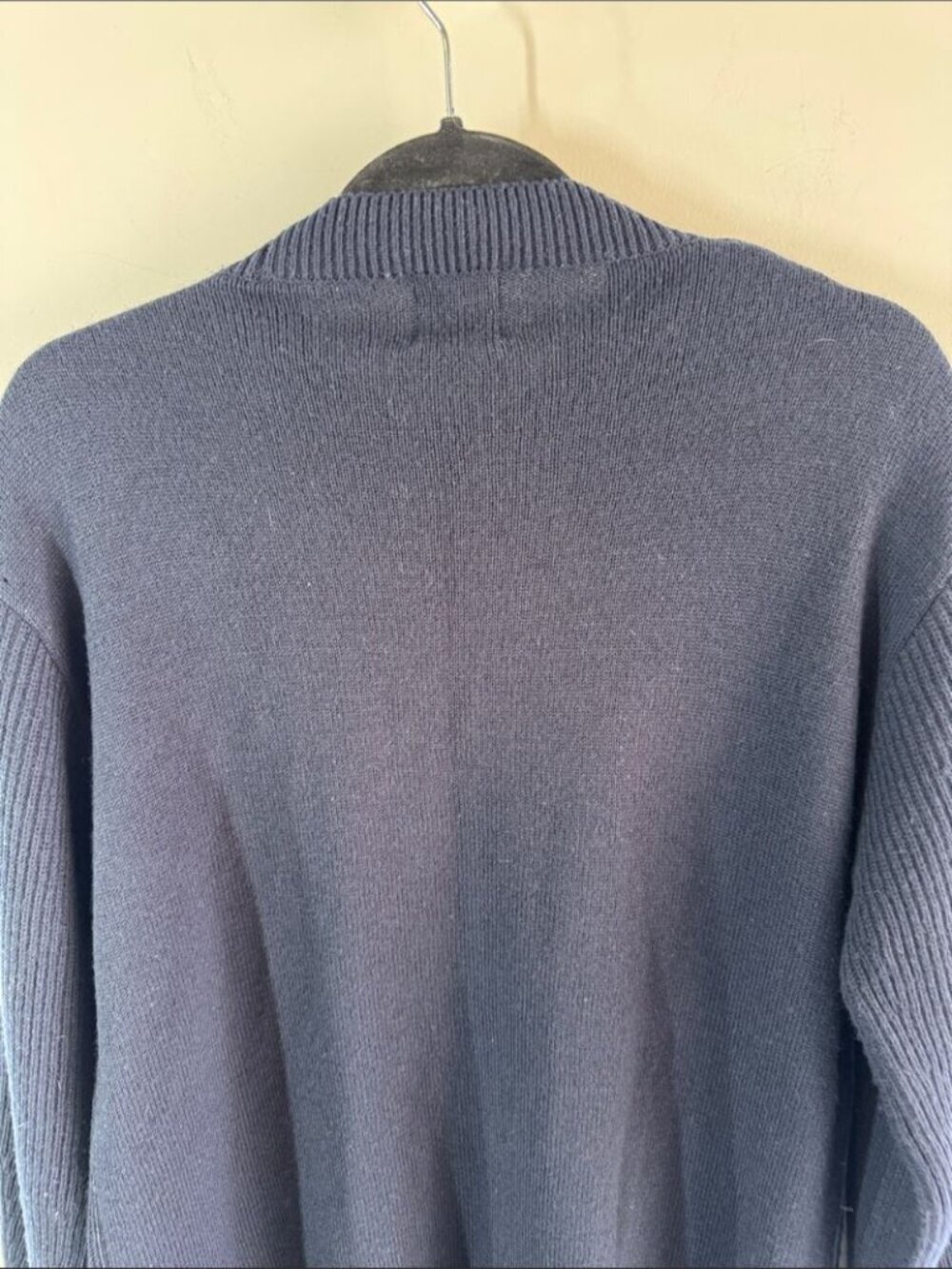 KUHO 100% Wool Navy Rib Knit Sweater Tunic Small Quiet Luxury Minimalist Chic - Picture 11 of 15